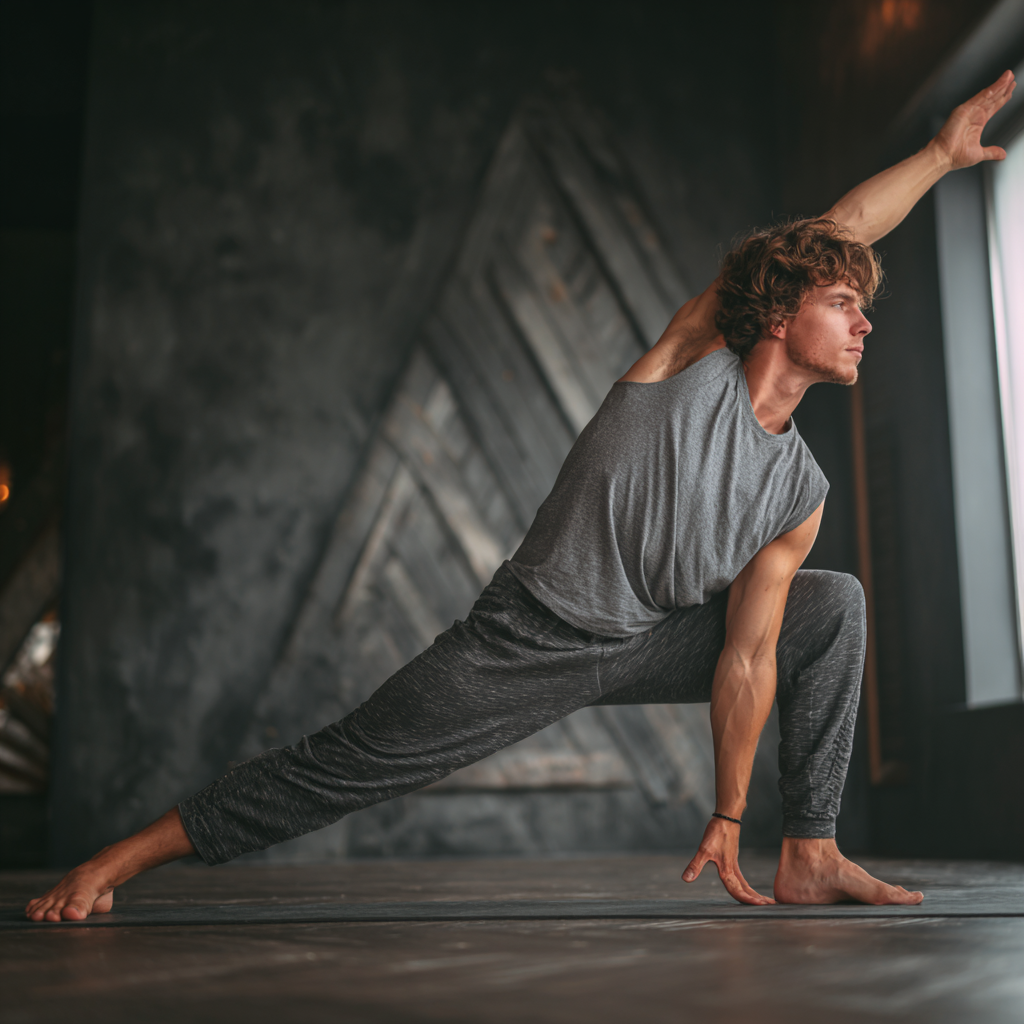 Peaceful Hungarian adults practicing mindful breathing exercises in a serene natural setting with soft lighting